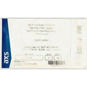 2017 Red Hot Chili Peppers Full Complete Concert Ticket Stub Kansas City MO